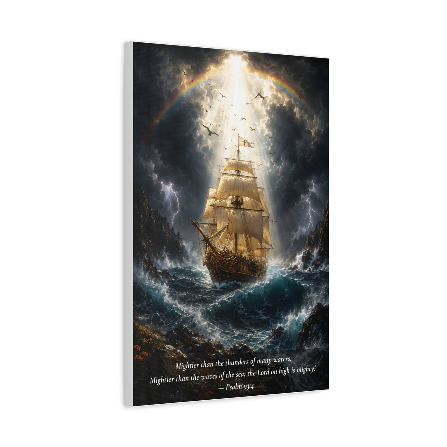 The Peace Beyond the Storm — Vibrant Canvas Wall Art | Psalm 93:4