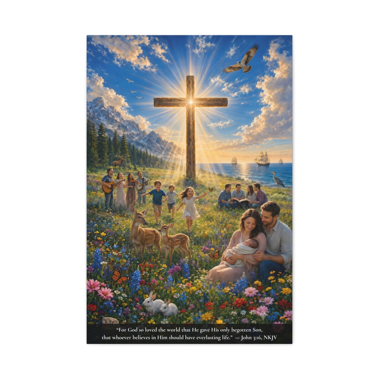 For God So Loved the World | John 3:16 Canvas Wall Art — Vibrant Edition