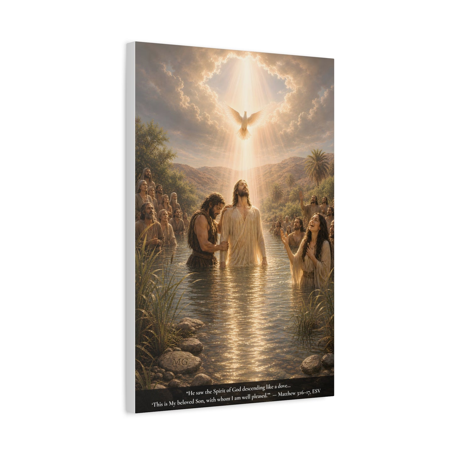 Jesus' Baptism — Matthew 3:16-17 | Classic Christian Canvas Art