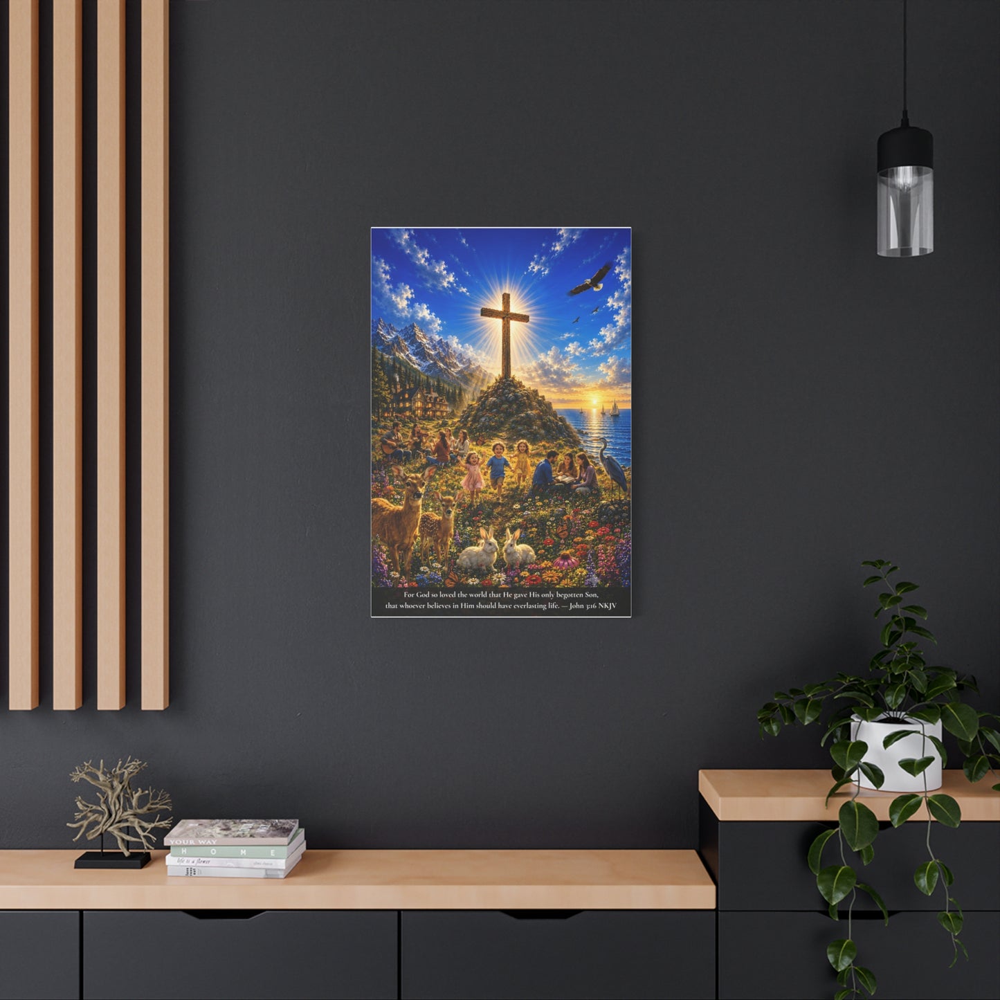 For God So Loved the World | John 3:16 Canvas Wall Art — Vibrant Edition