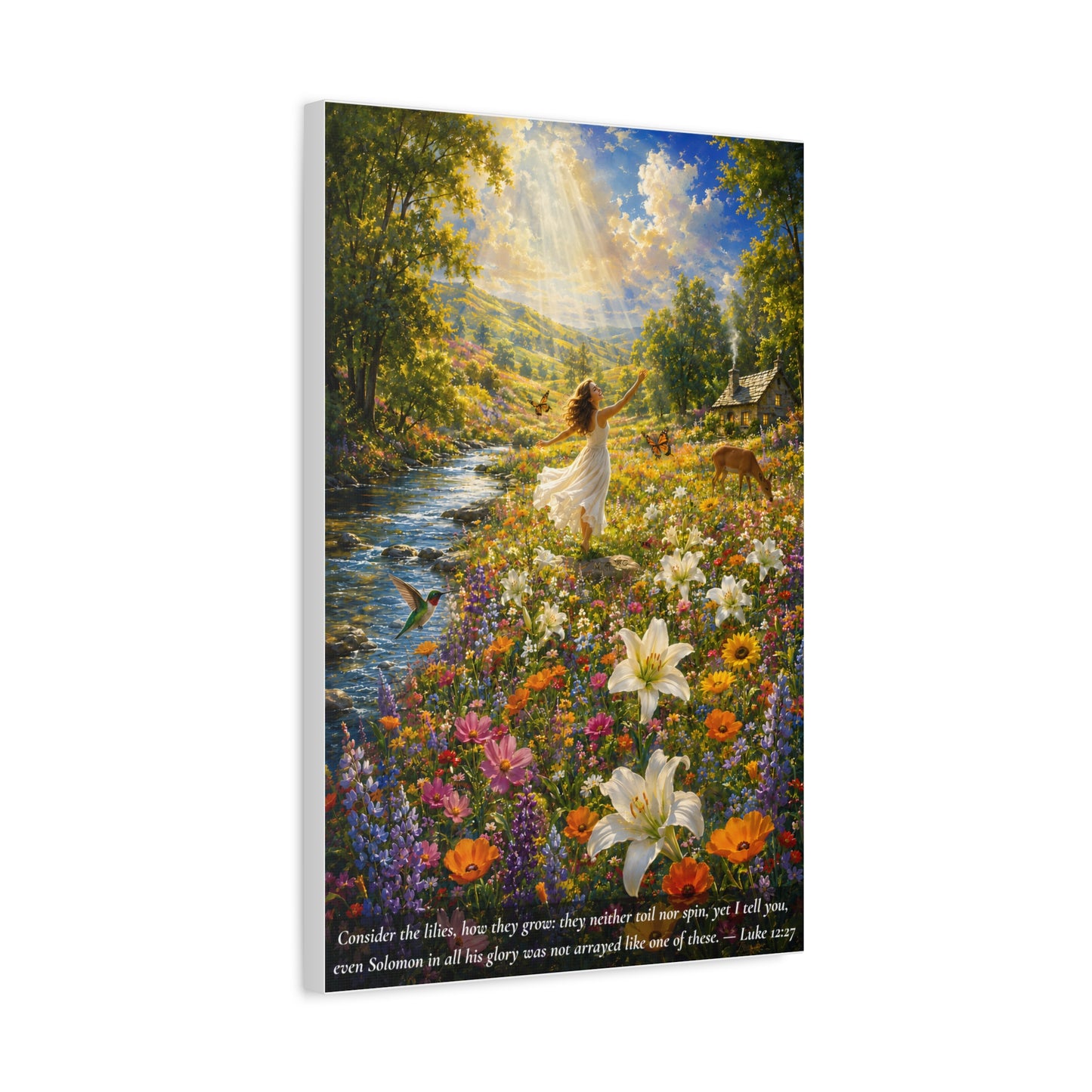 Consider the Lilies — Luke 12:27 — Vibrant Edition — Christian Canvas Wall Art
