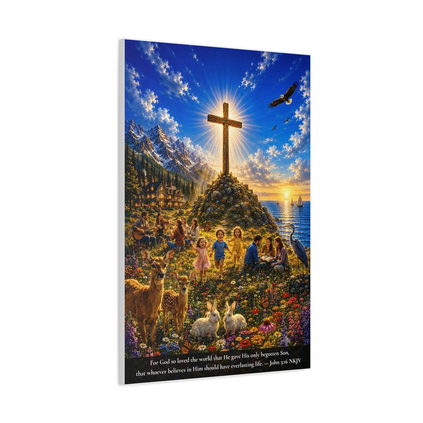 For God So Loved the World | John 3:16 Canvas Wall Art — Vibrant Edition