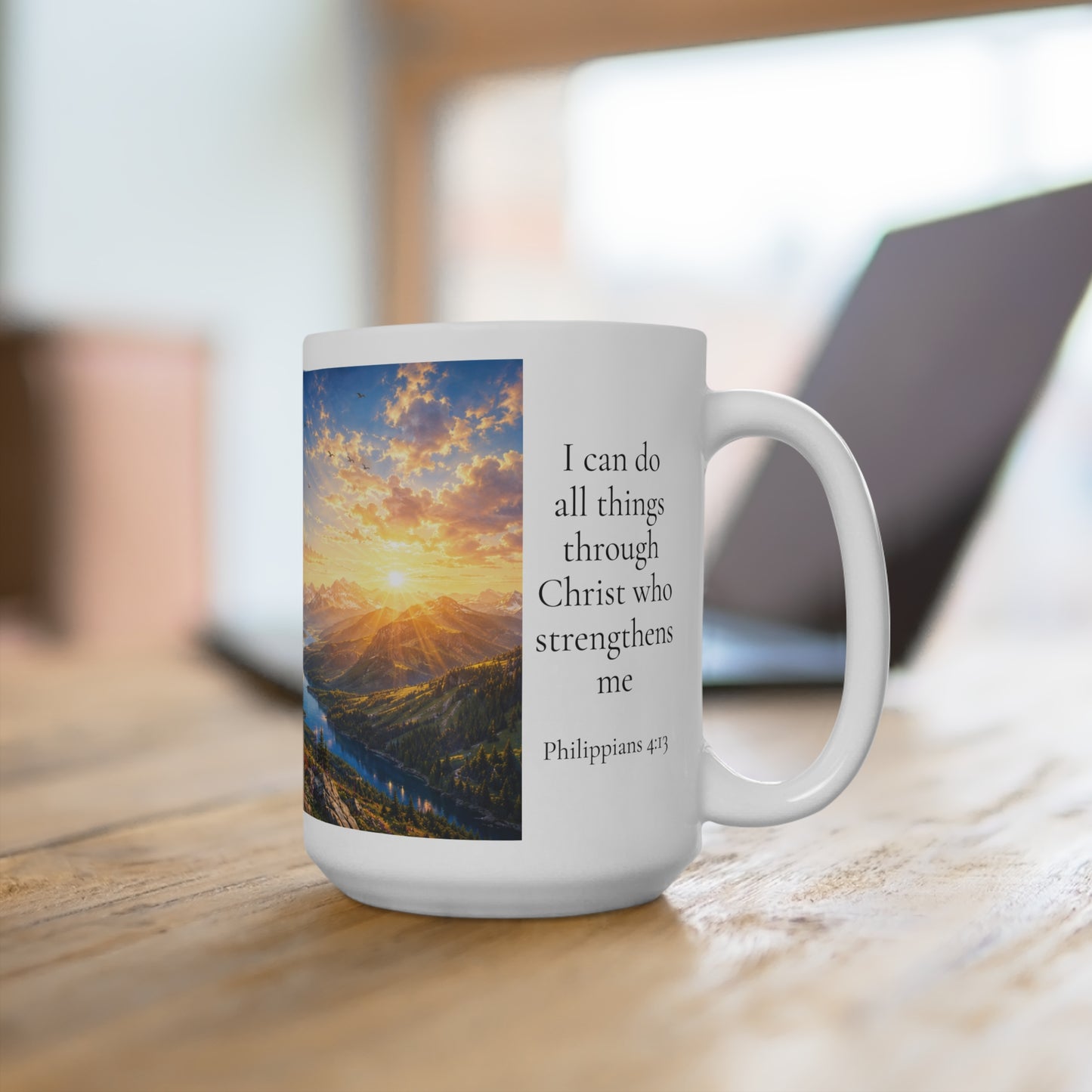 I Can Do All Things Through Christ Coffee Mug 15oz for Her - Philippians 4:13 Christian Gift