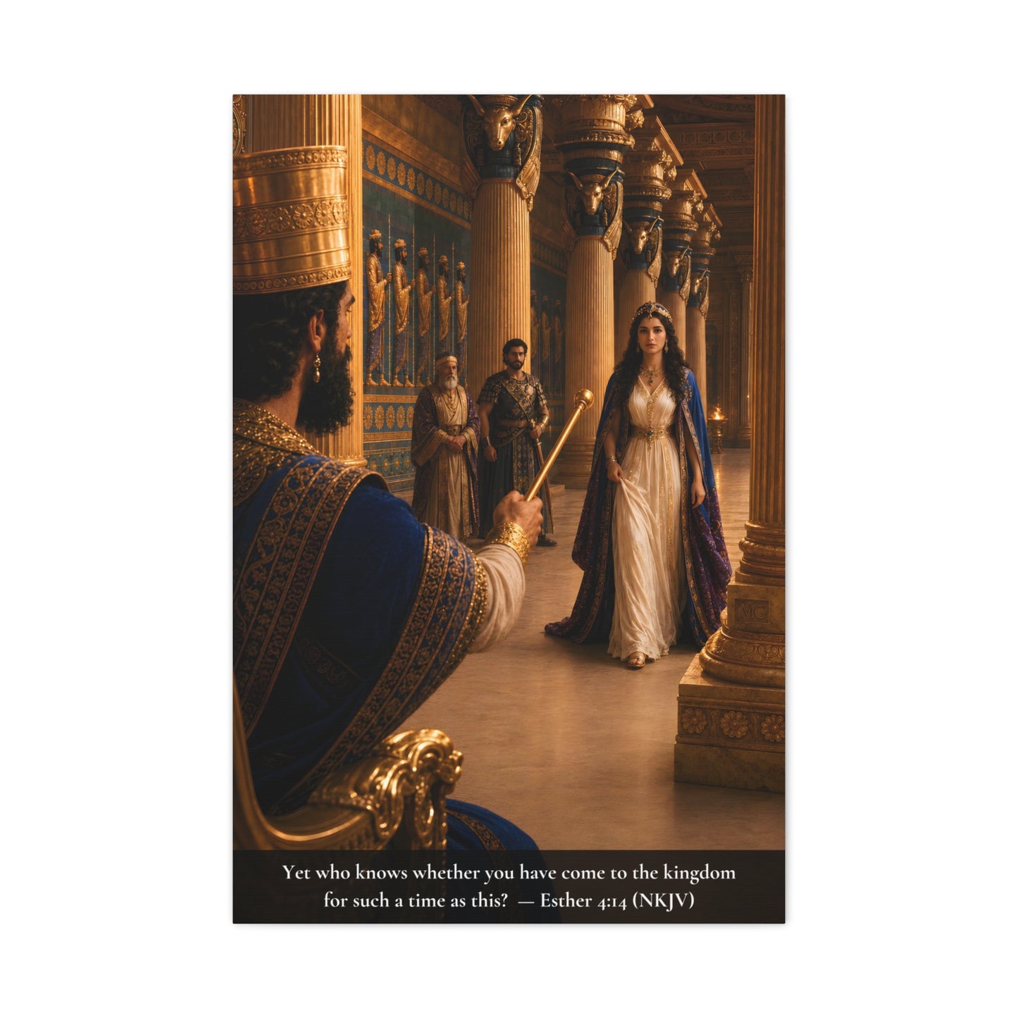 Esther Before the King — Esther 4:14 | Vibrant Christian Canvas Wall Art