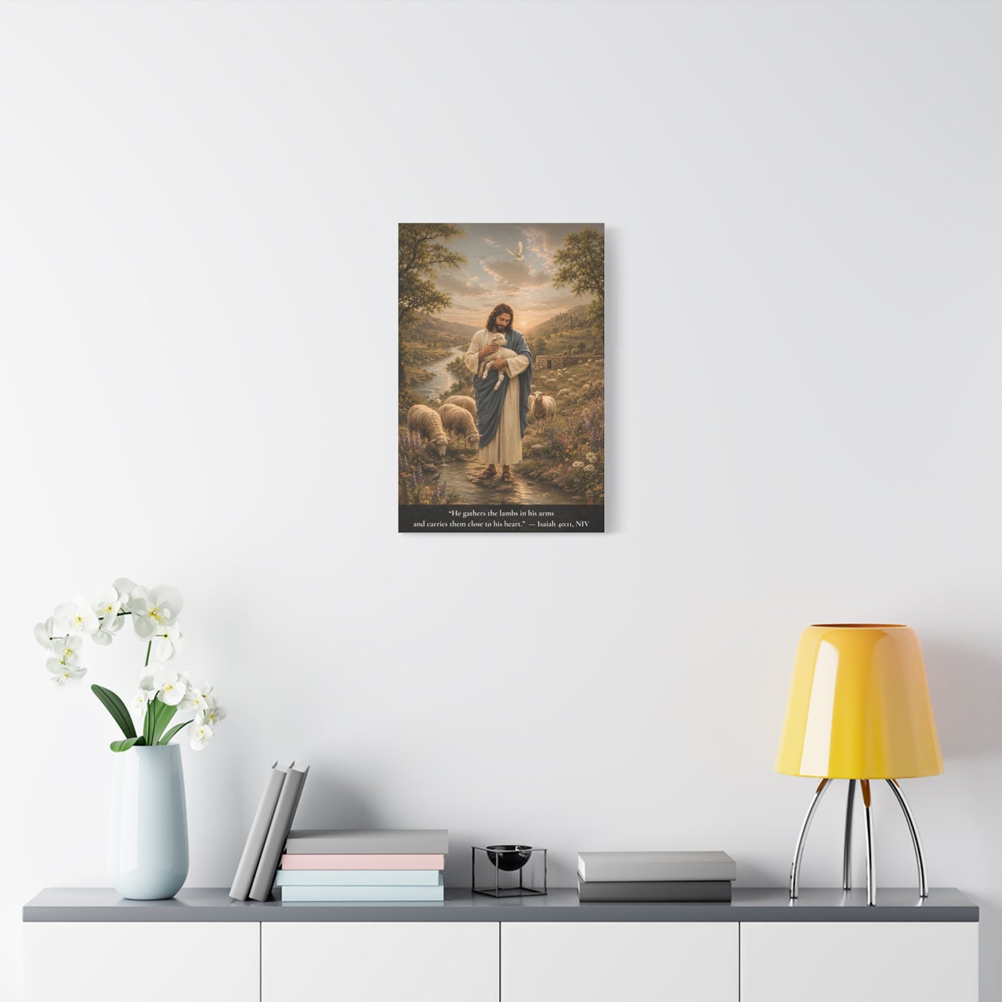 Gather Lambs — Isaiah 40:11 | Classic Christian Canvas Art