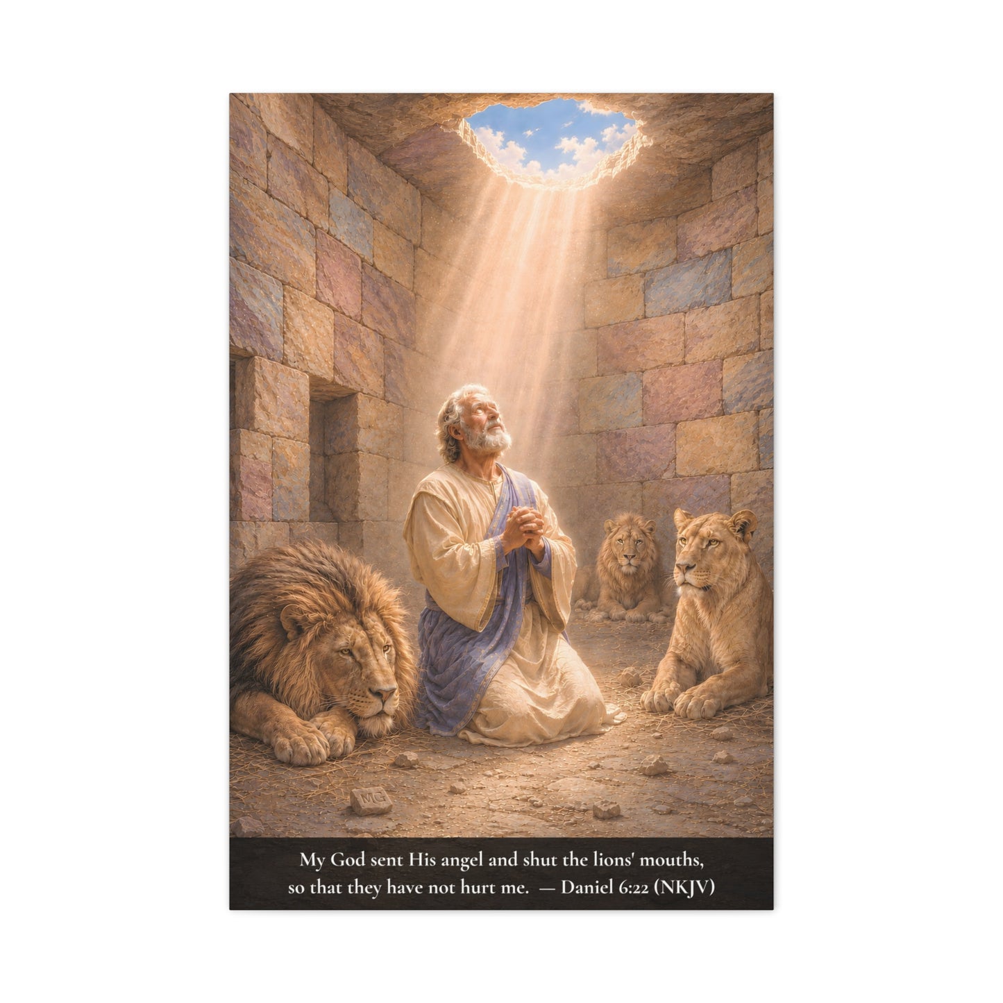 Daniel in the Lions' Den — Daniel 6:22 | Classic Christian Canvas Art