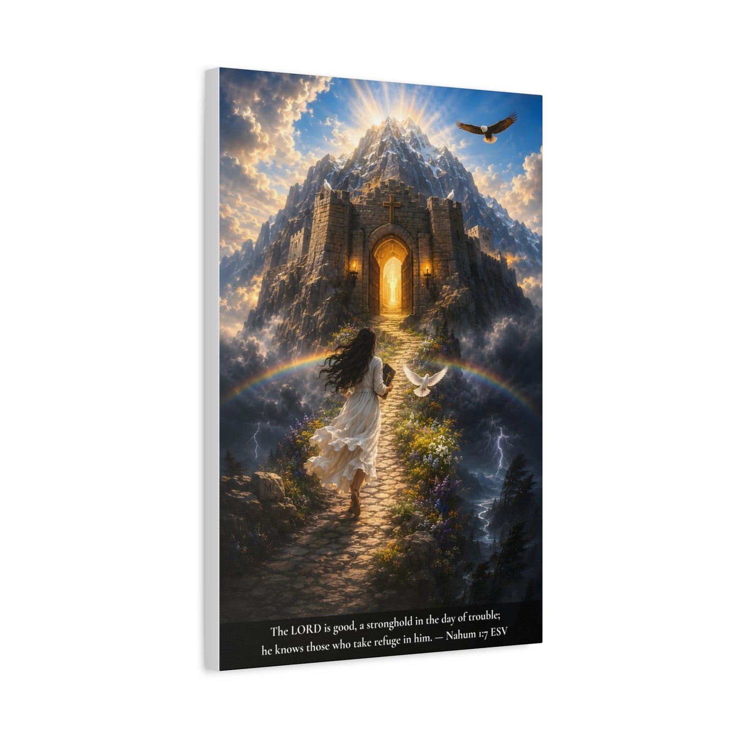 The Lord Is Good — A Stronghold in the Day of Trouble | Nahum 1:7 | Vibrant Christian Canvas Wall Art
