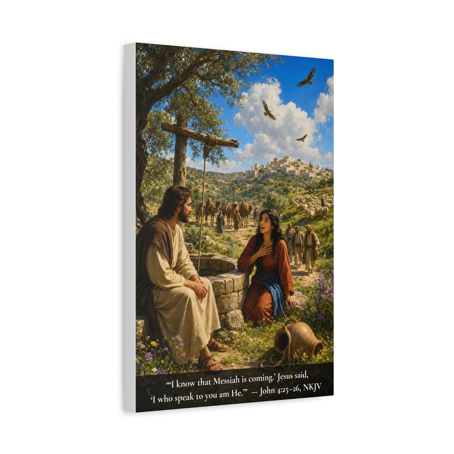 Woman at the Well — John 4:26 | Vibrant Christian Canvas Wall Art