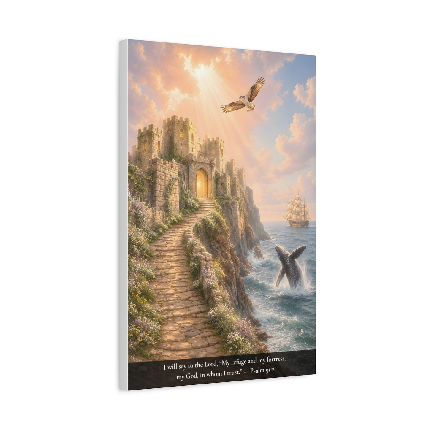 My Refuge and My Fortress — Psalm 91:2 — Classic Edition — Christian Canvas Wall Art