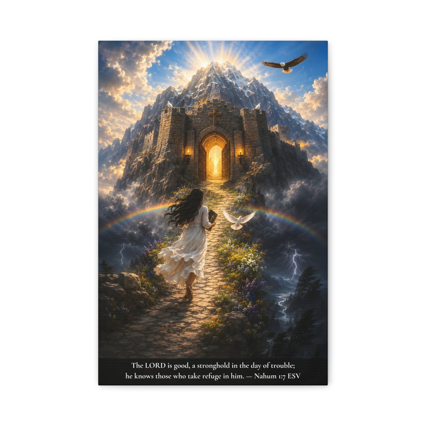 The Lord Is Good — A Stronghold in the Day of Trouble | Nahum 1:7 | Vibrant Christian Canvas Wall Art