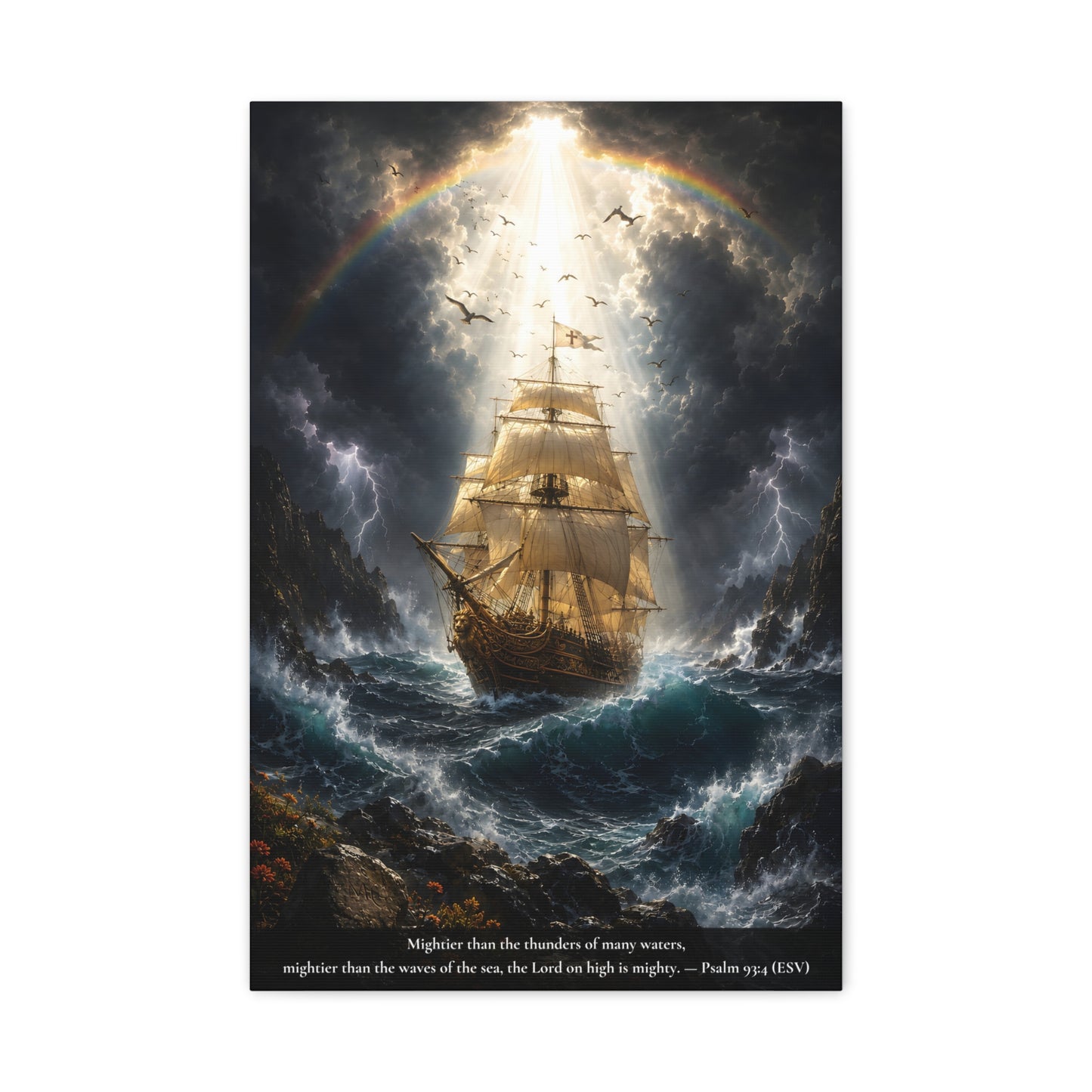 Protection Through the Storm — Vibrant Canvas Wall Art | Psalm 93:4