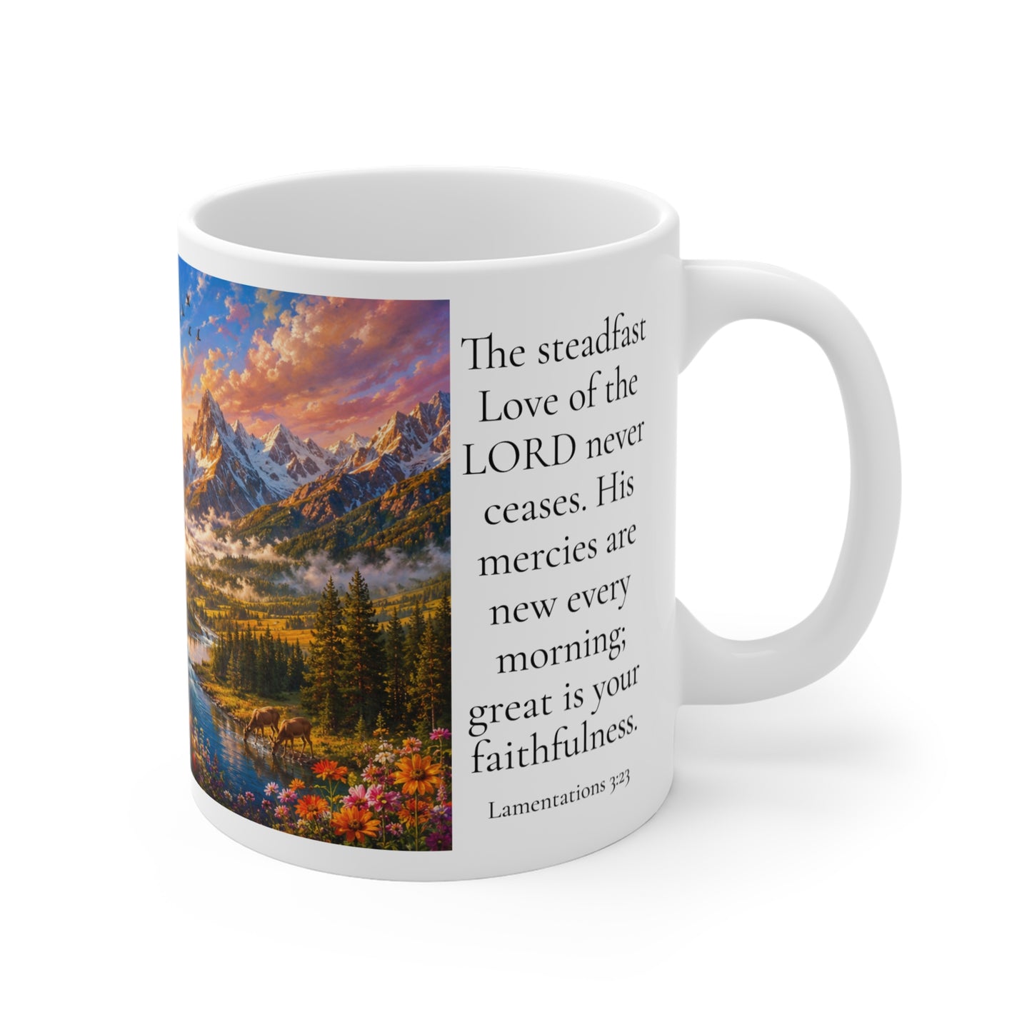 His Mercies Are New Every Morning Coffee Mug 11oz - Lamentations 3:23 Christian Gift