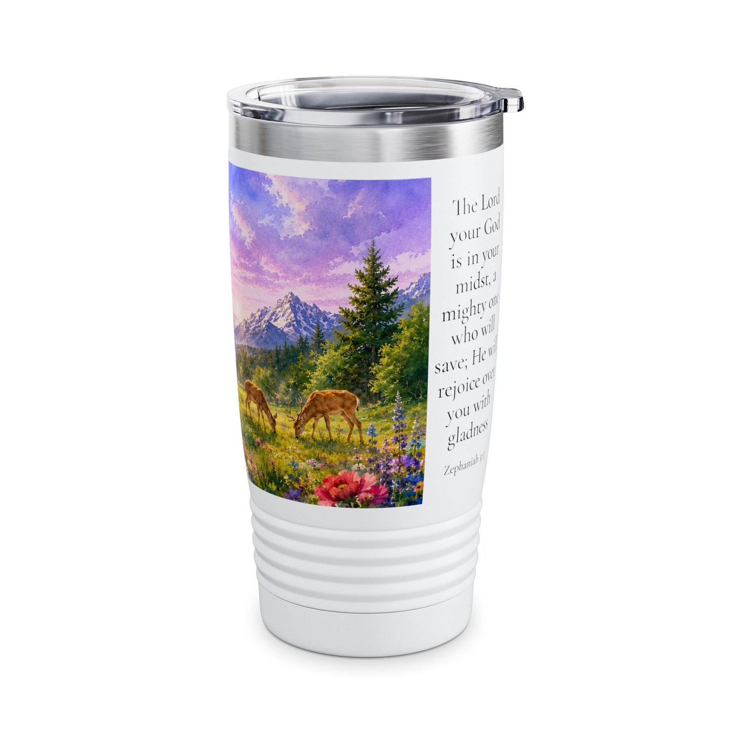 The Lord Rejoices Over You Tumbler 20oz - Zephaniah 3:17 Christian Gift
