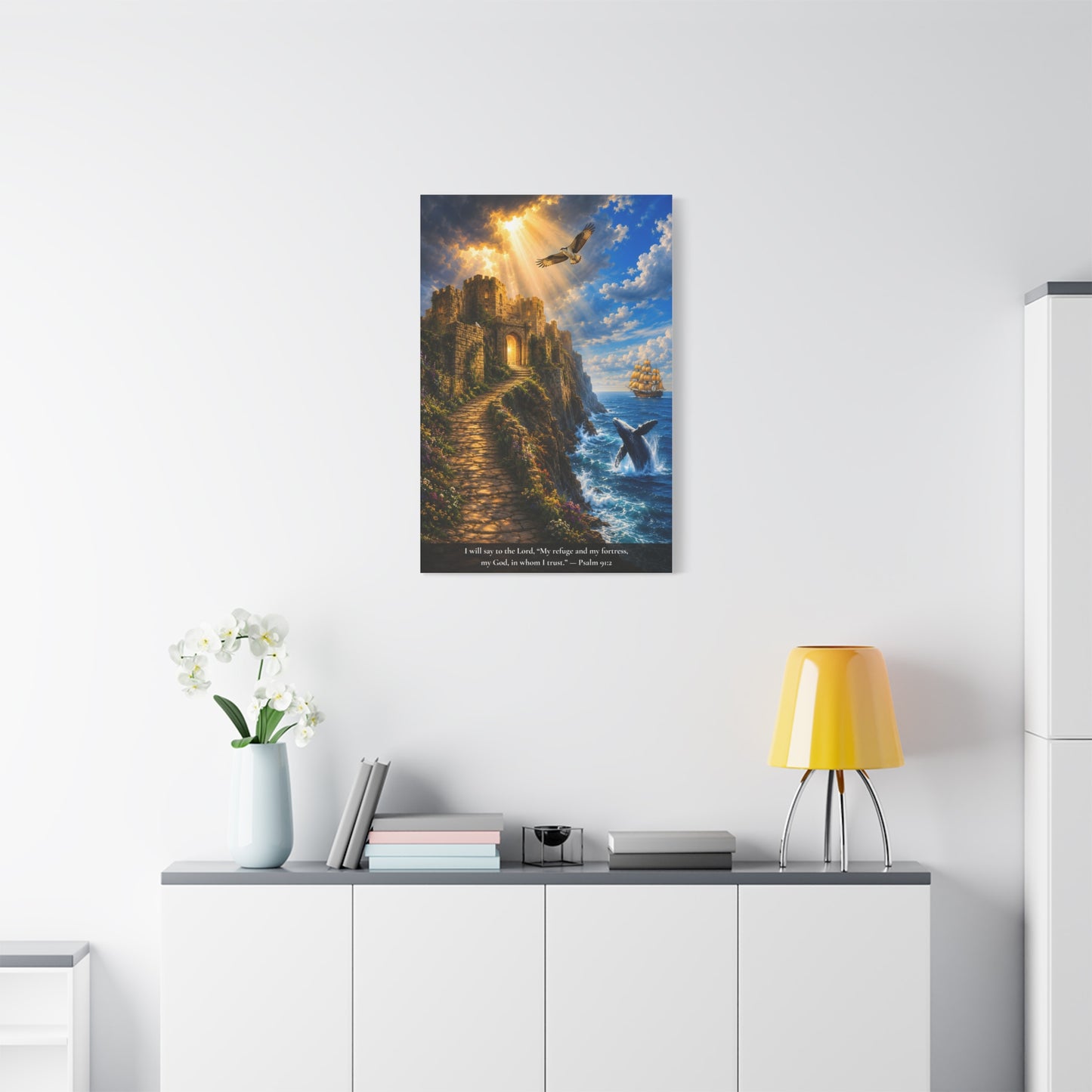 My Refuge and My Fortress — Psalm 91:2 — Vibrant Edition — Christian Canvas Wall Art