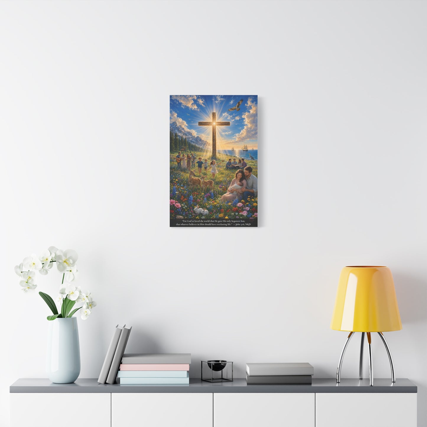 For God So Loved the World | John 3:16 Canvas Wall Art — Vibrant Edition