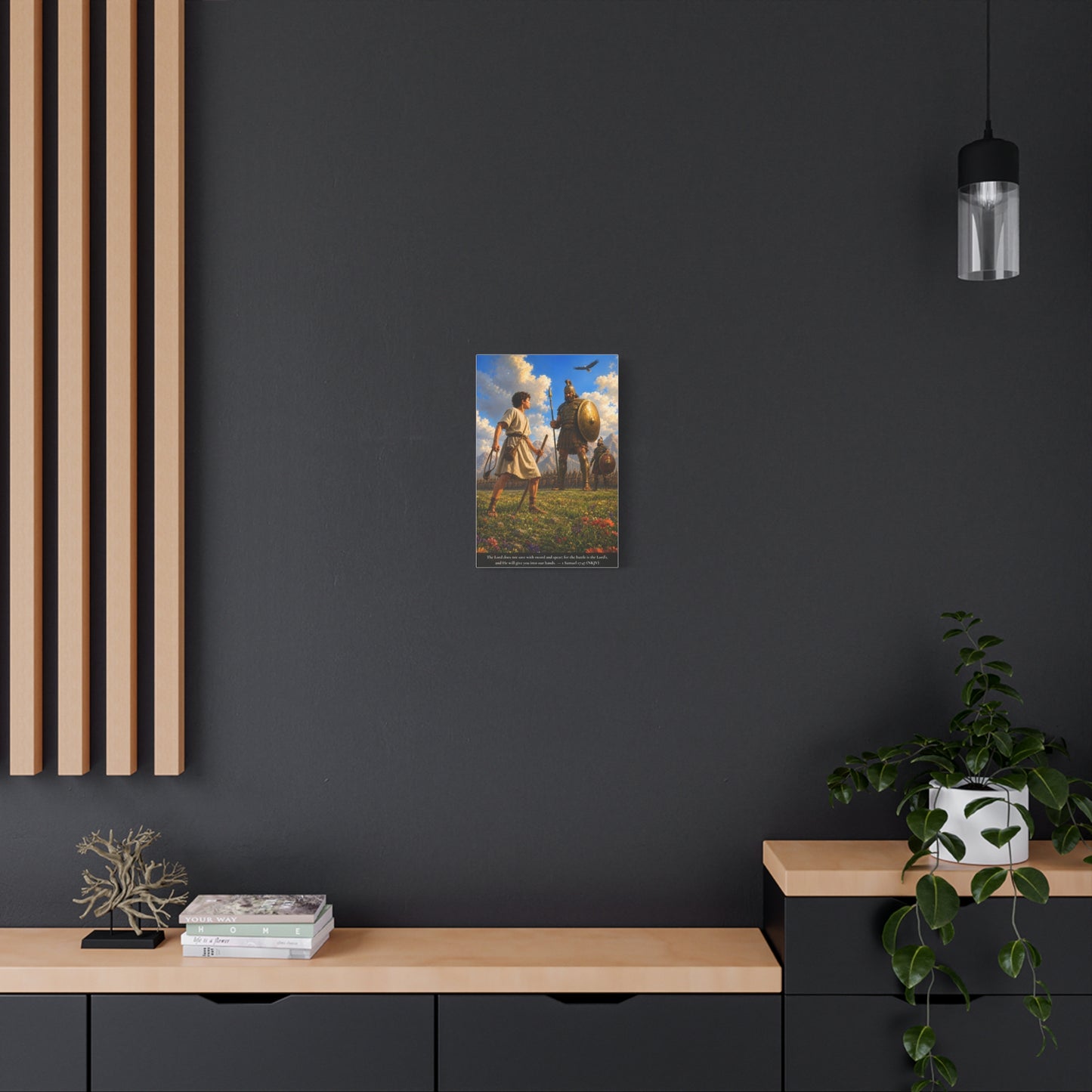 David and Goliath — 1 Samuel 17:47 | Vibrant Christian Canvas Wall Art