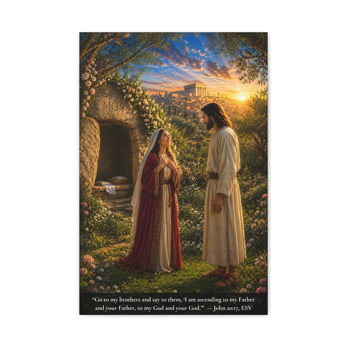 He Called Her Name — John 20:16 | Vibrant Christian Canvas Wall Art