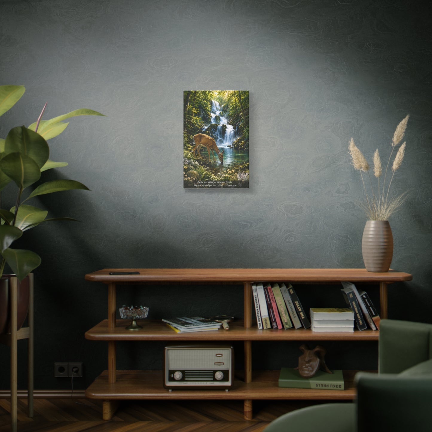 The Deer and the Waterfall — Classic Canvas Wall Art | Psalm 42:1