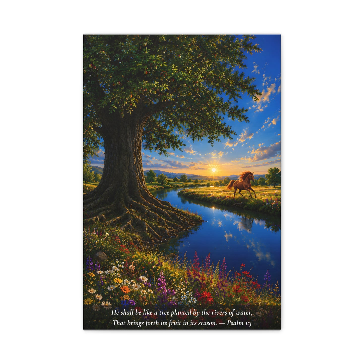 The River and the Tree — Vibrant Canvas Wall Art | Psalm 1:3