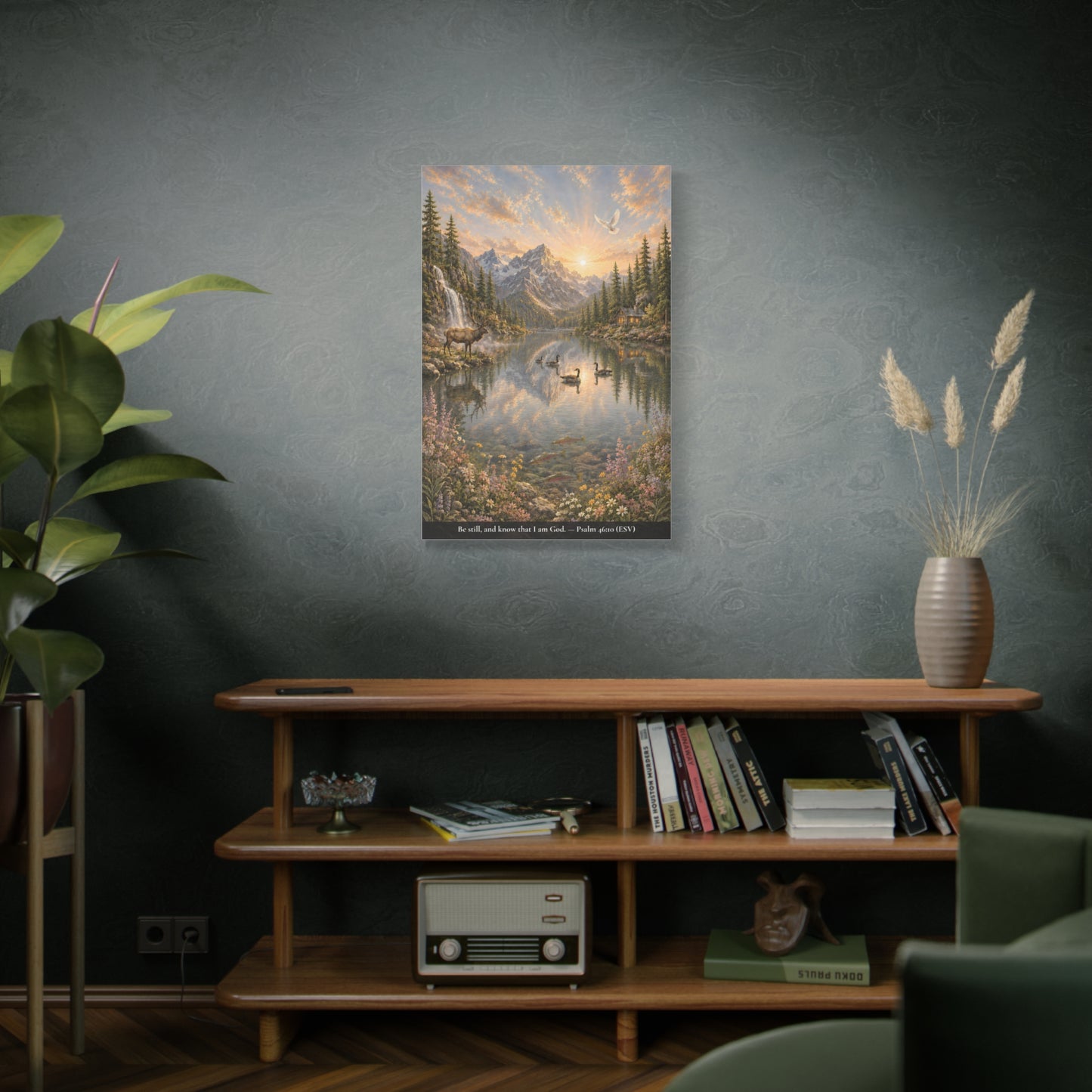 Be Still and Know — Psalm 46:10 — Alpine Lake — Classic Edition — Christian Canvas Wall Art