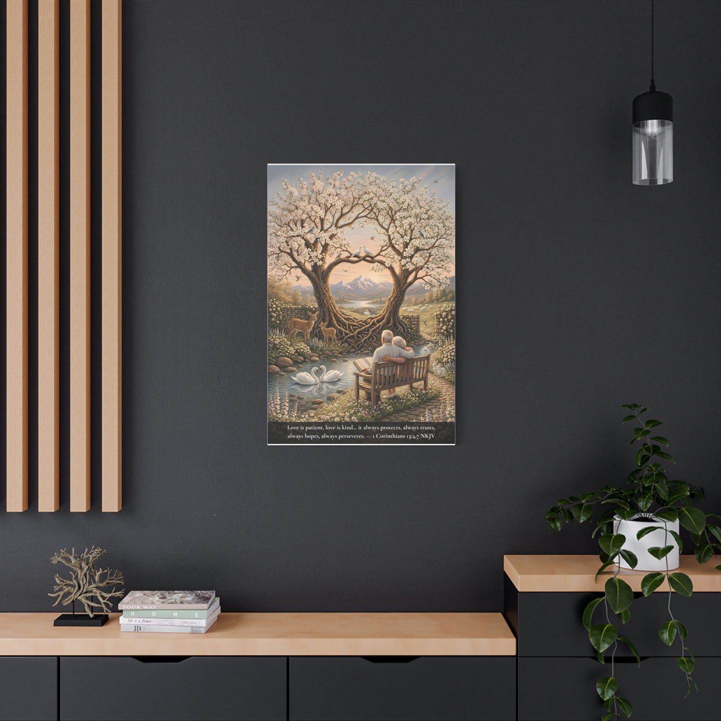 Love That Endures — Elderly Couple | 1 Corinthians 13:4-7 | Classic Christian Canvas Art