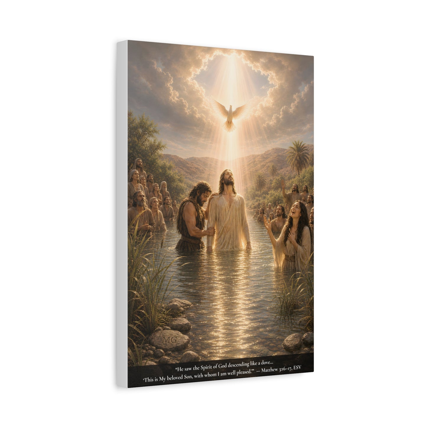 Jesus' Baptism — Matthew 3:16-17 | Classic Christian Canvas Art
