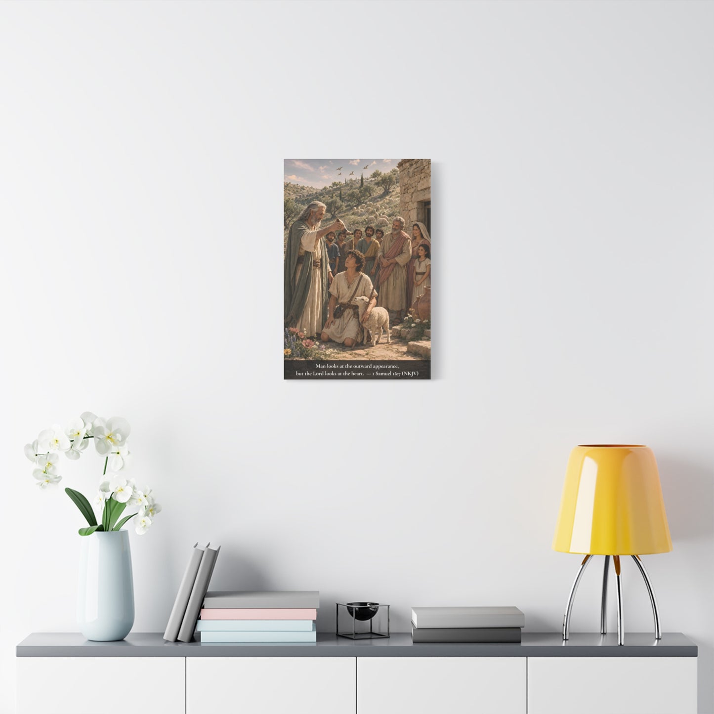 David the Shepherd Boy Anointed — 1 Samuel 16:7 | Classic Christian Canvas Art