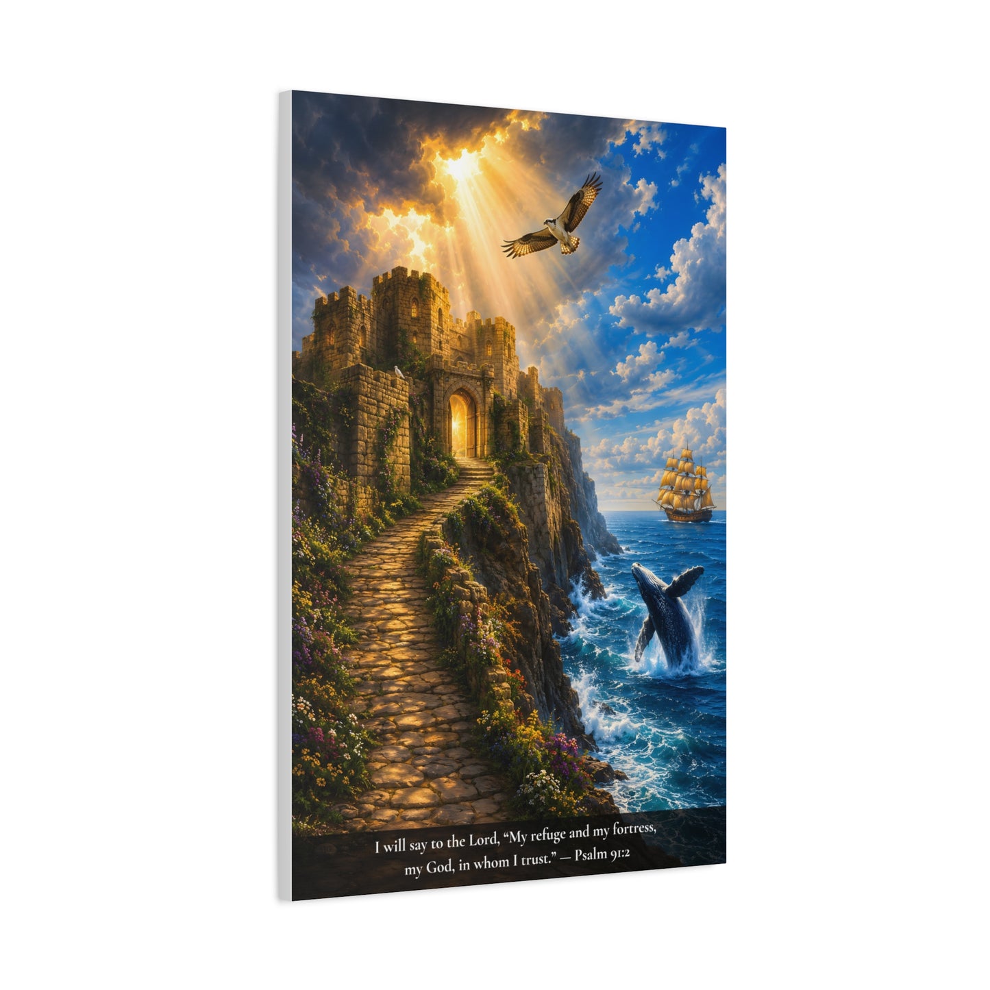 My Refuge and My Fortress — Psalm 91:2 — Vibrant Edition — Christian Canvas Wall Art