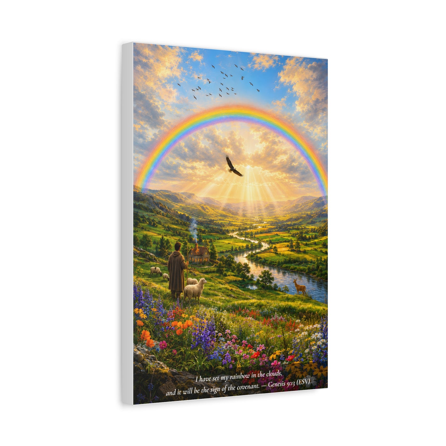 My Rainbow in the Clouds — Genesis 9:13 — Vibrant Edition — Christian Canvas Wall Art
