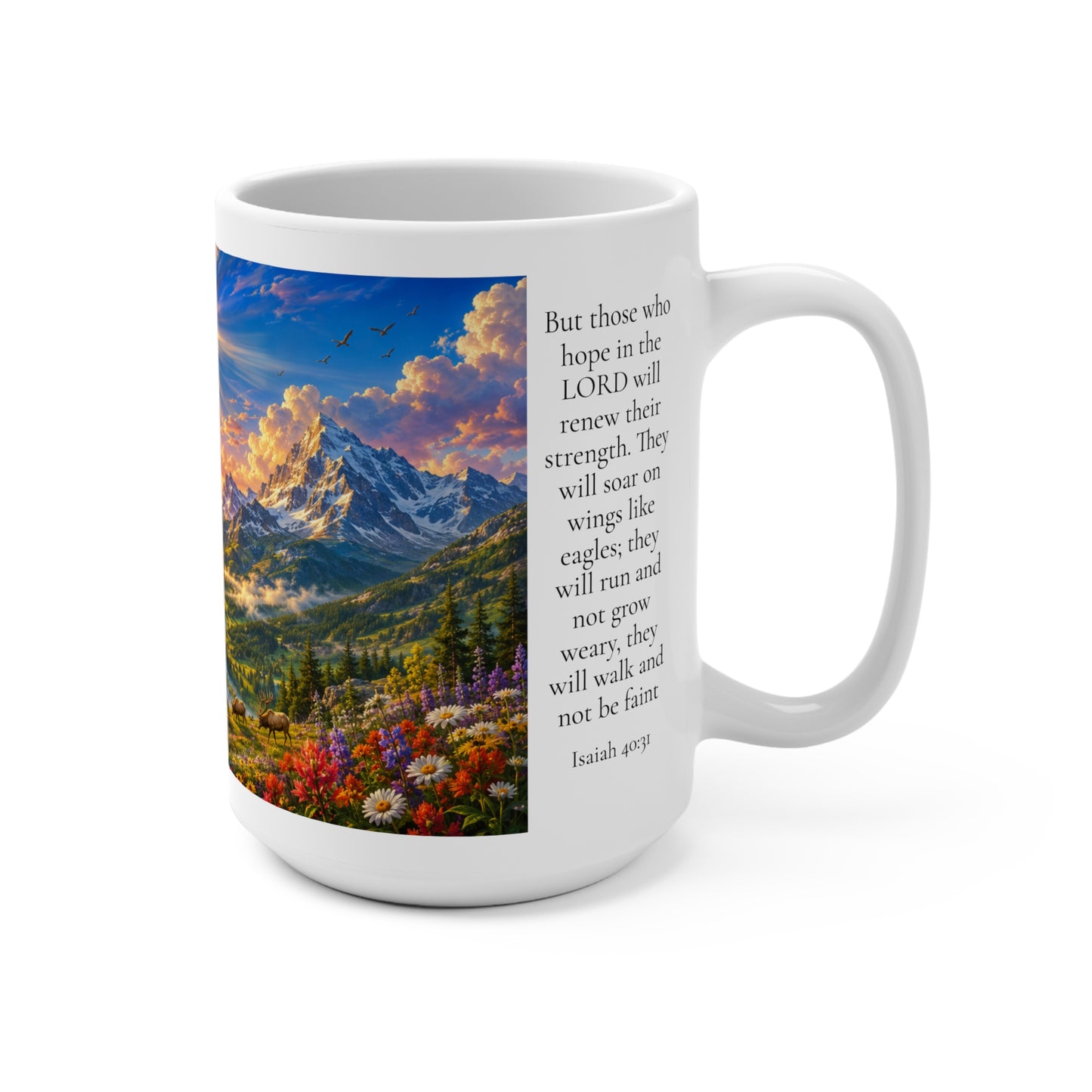 Father's Day Gift for Dad — Isaiah 40:31 Eagle Mug 15oz — Soar on Wings Like Eagles