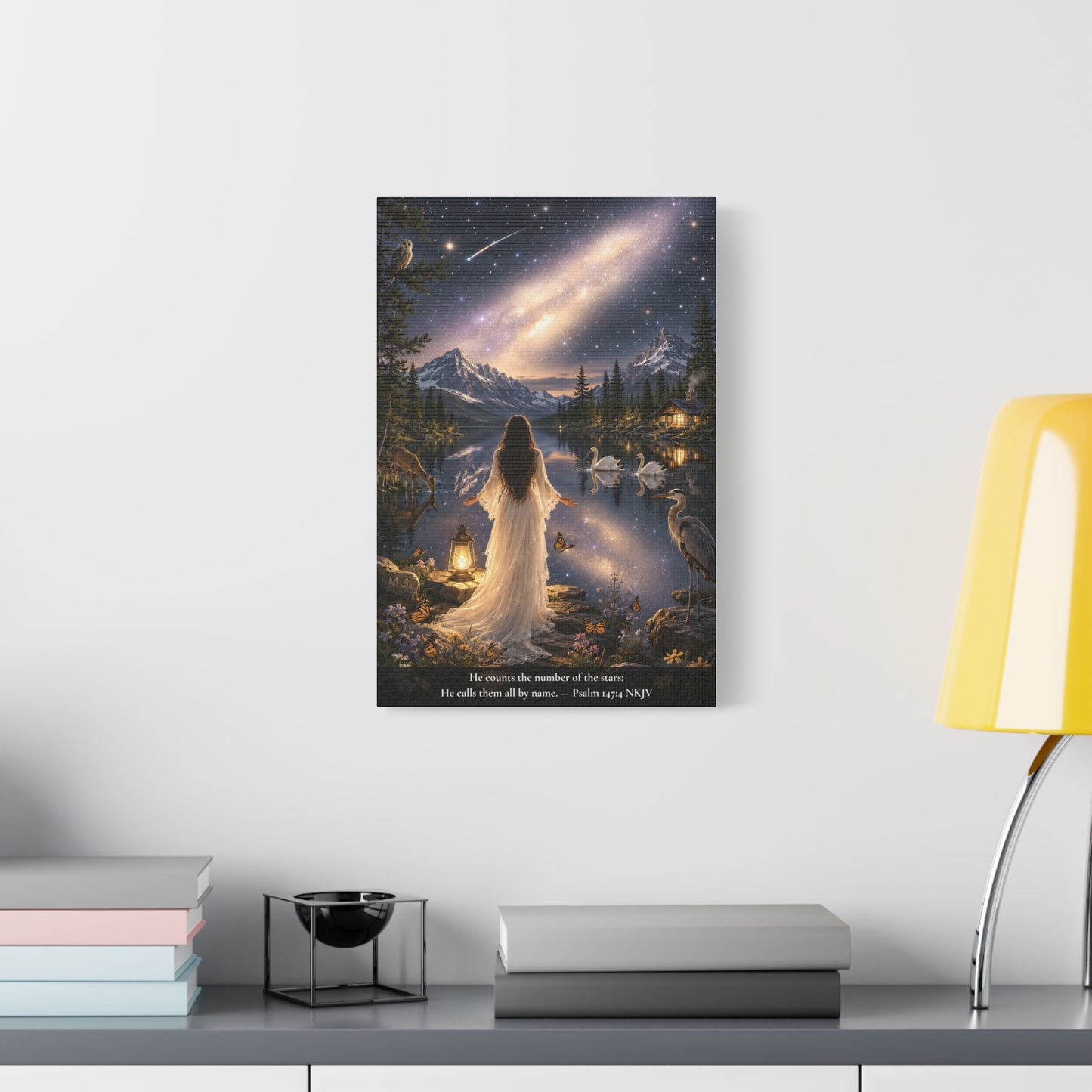 He Counts the Stars by Name — Psalm 147:4 | Classic Christian Canvas Art