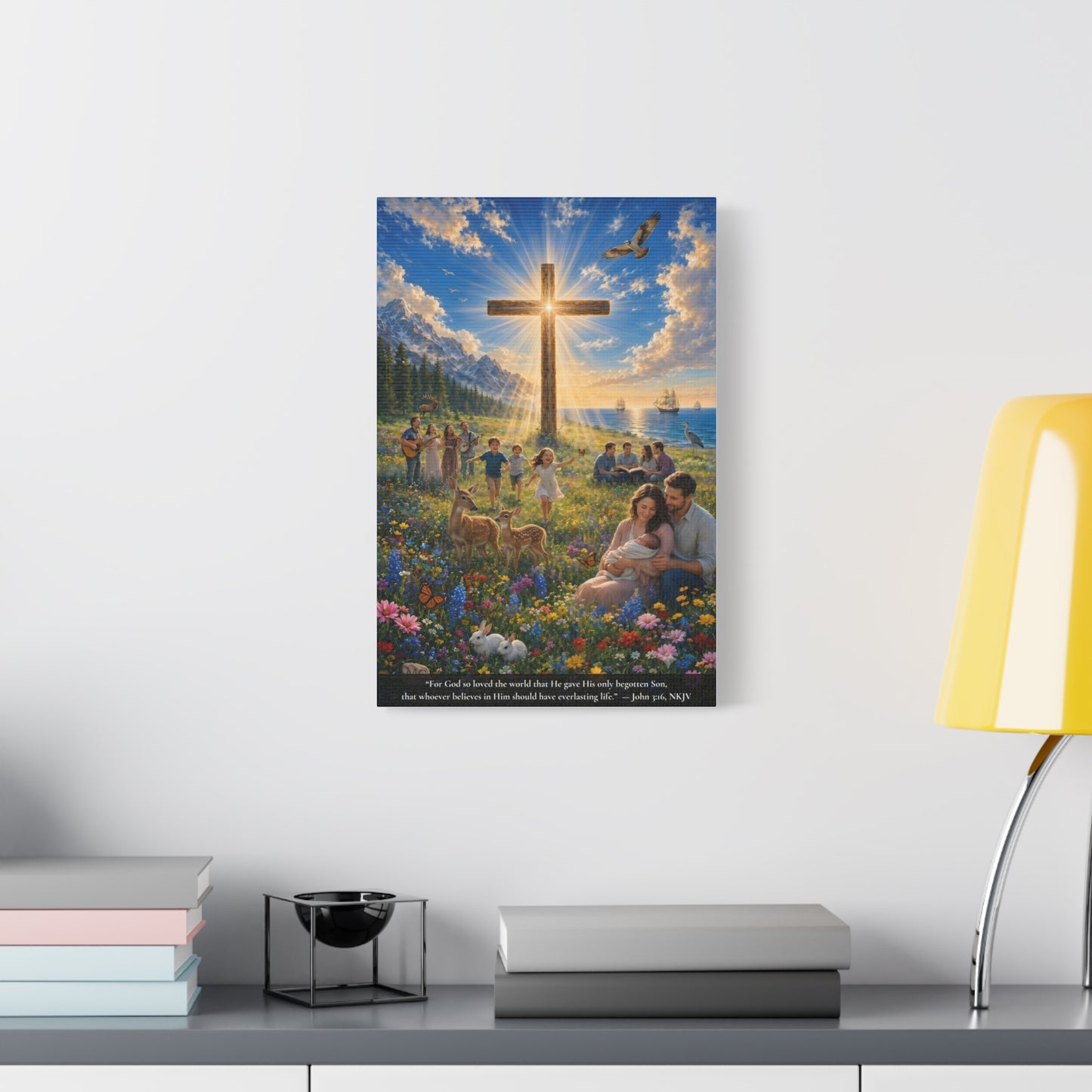 For God So Loved the World | John 3:16 Canvas Wall Art — Vibrant Edition