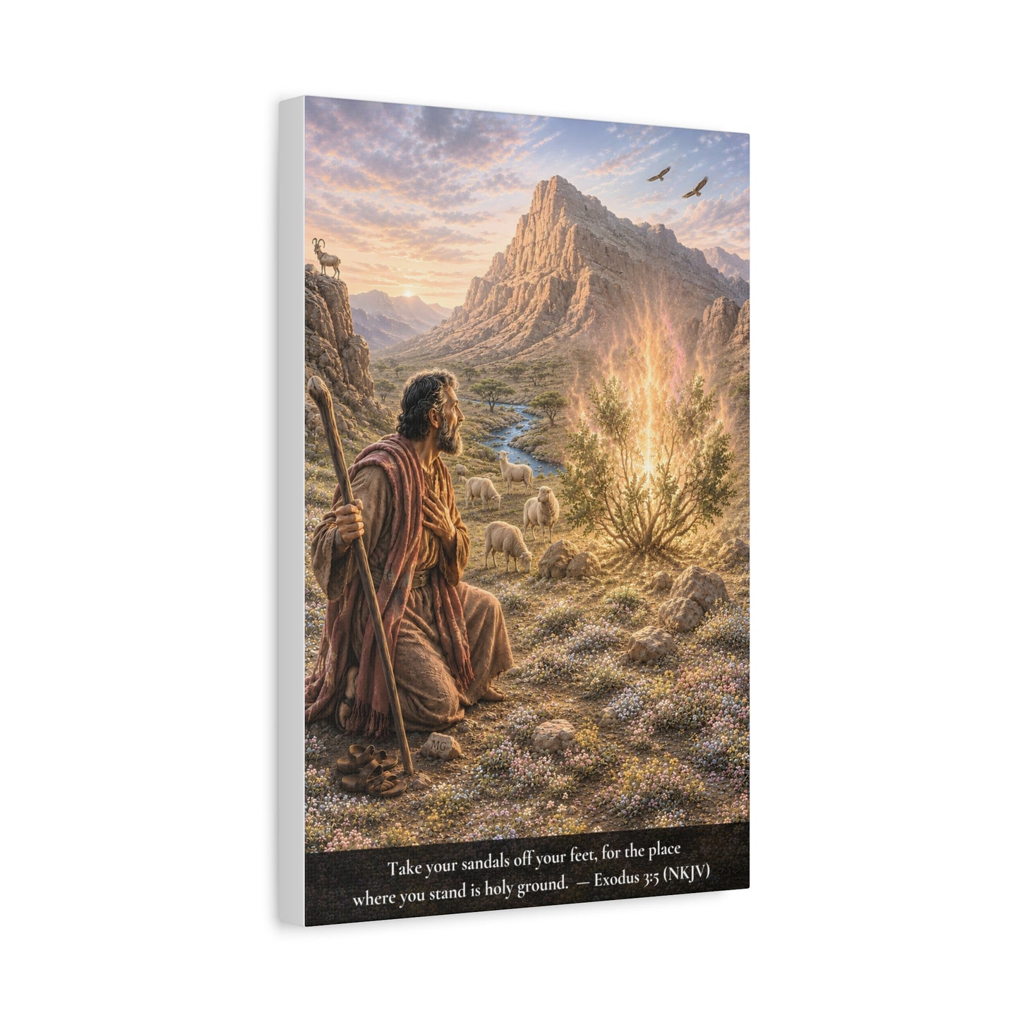 Moses and the Burning Bush — Exodus 3:5 | Classic Christian Canvas Art
