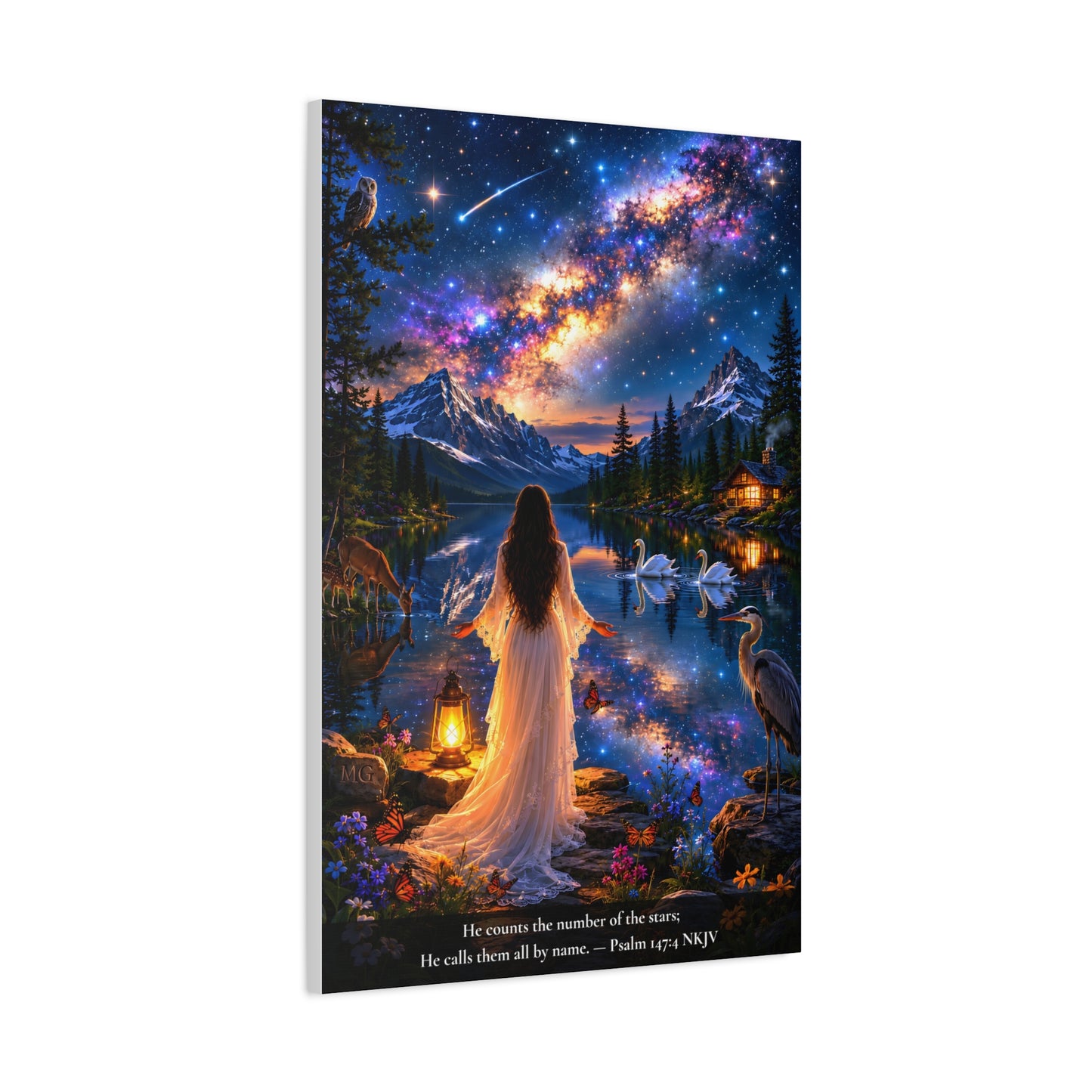 He Counts the Stars by Name — Psalm 147:4 | Vibrant Christian Canvas Wall Art