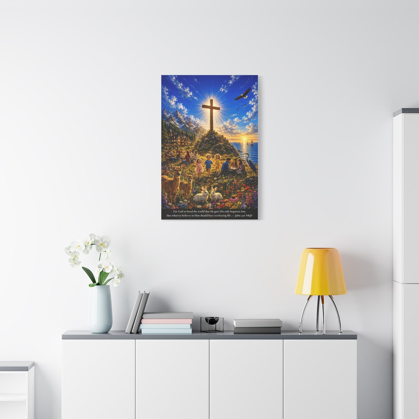 For God So Loved the World | John 3:16 Canvas Wall Art — Vibrant Edition