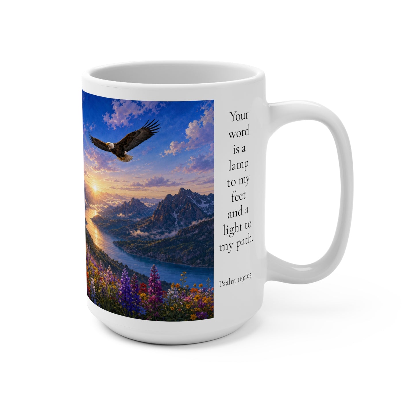 Your Word Is a Lamp to My Feet Coffee Mug 15oz — Psalm 119:105 Christian Gift for Couples