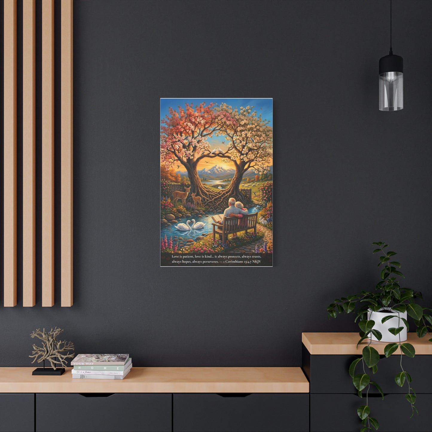 Love That Endures — Elderly Couple | 1 Corinthians 13:4-7 | Vibrant Christian Canvas Art