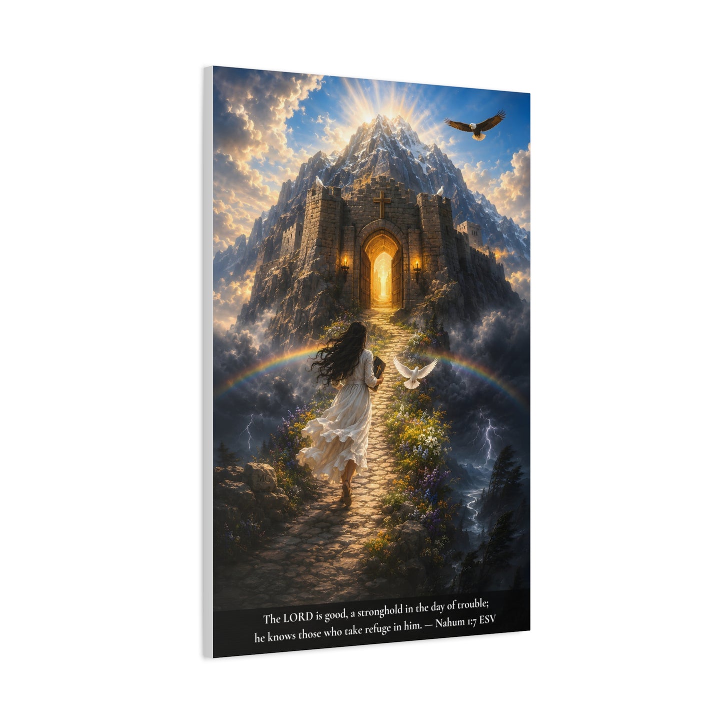 The Lord Is Good — A Stronghold in the Day of Trouble | Nahum 1:7 | Vibrant Christian Canvas Wall Art