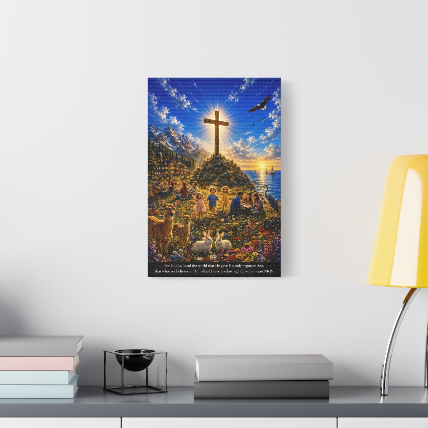 For God So Loved the World | John 3:16 Canvas Wall Art — Vibrant Edition