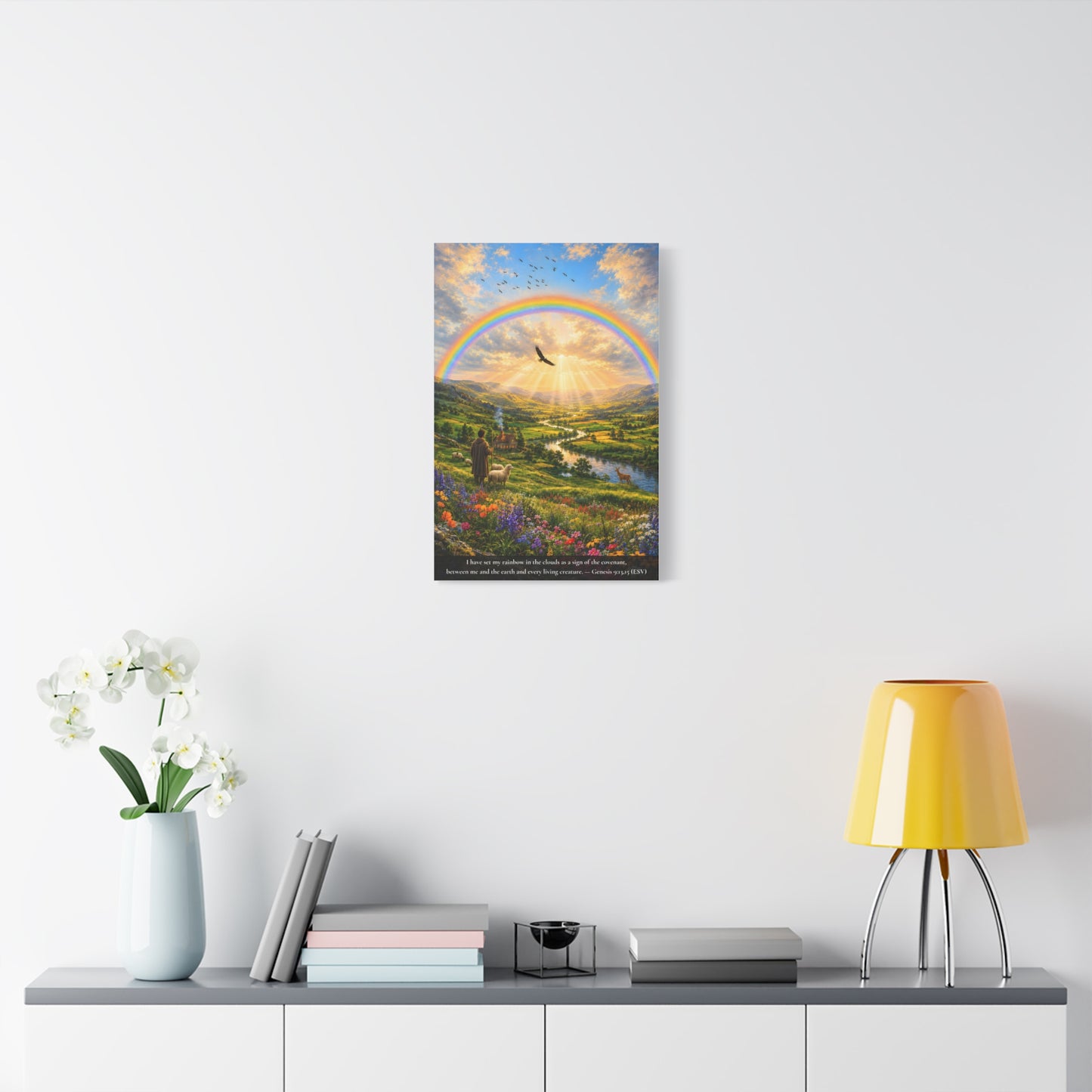 My Rainbow in the Clouds — Genesis 9:13 — Vibrant Edition — Christian Canvas Wall Art