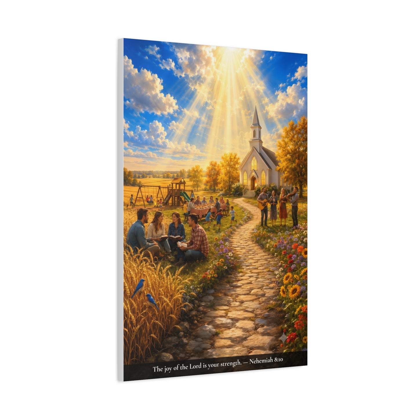 The Joy of the Lord — Nehemiah 8:10 — Vibrant Edition — Christian Canvas Wall Art