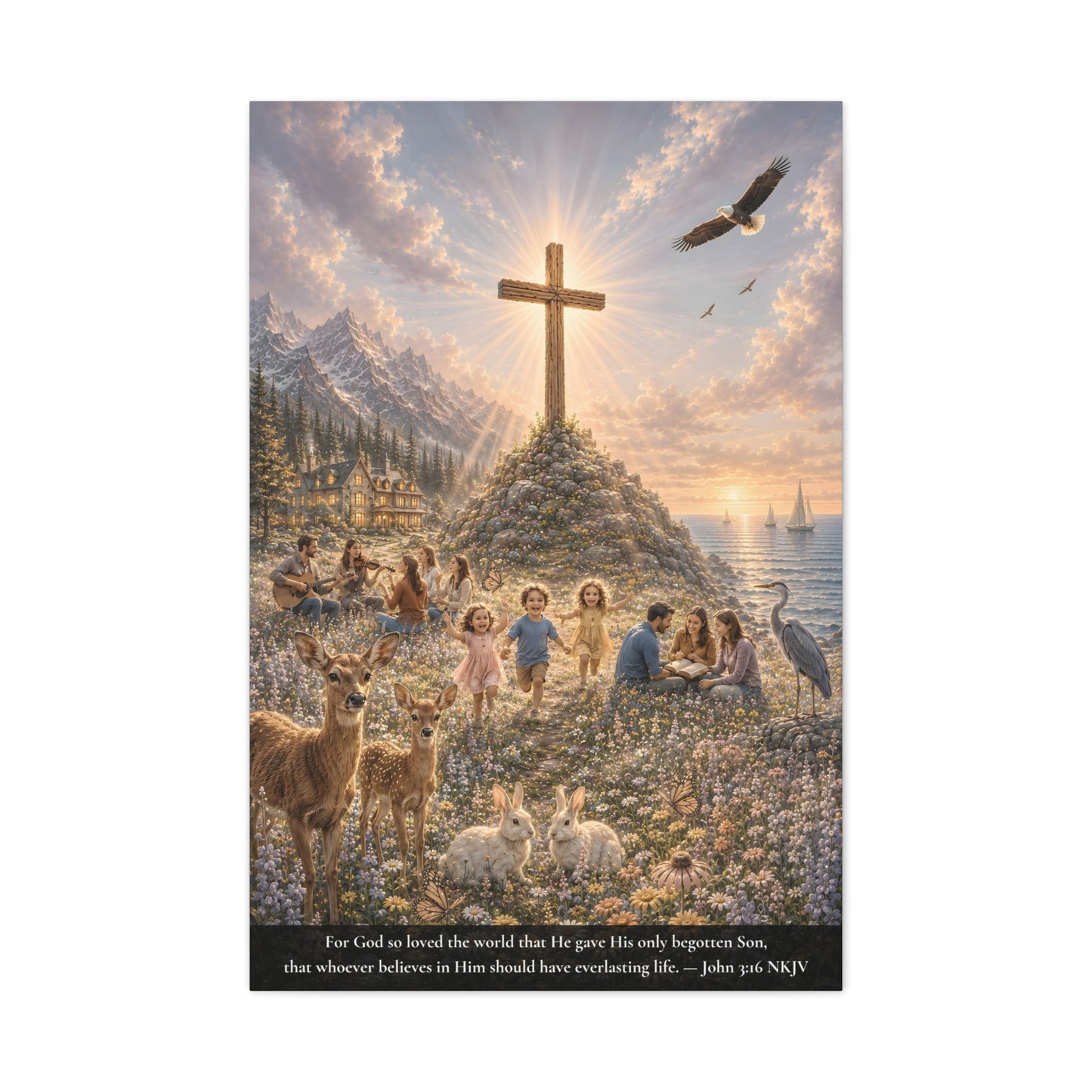 For God So Loved the World | John 3:16 Canvas Wall Art — Classic Edition