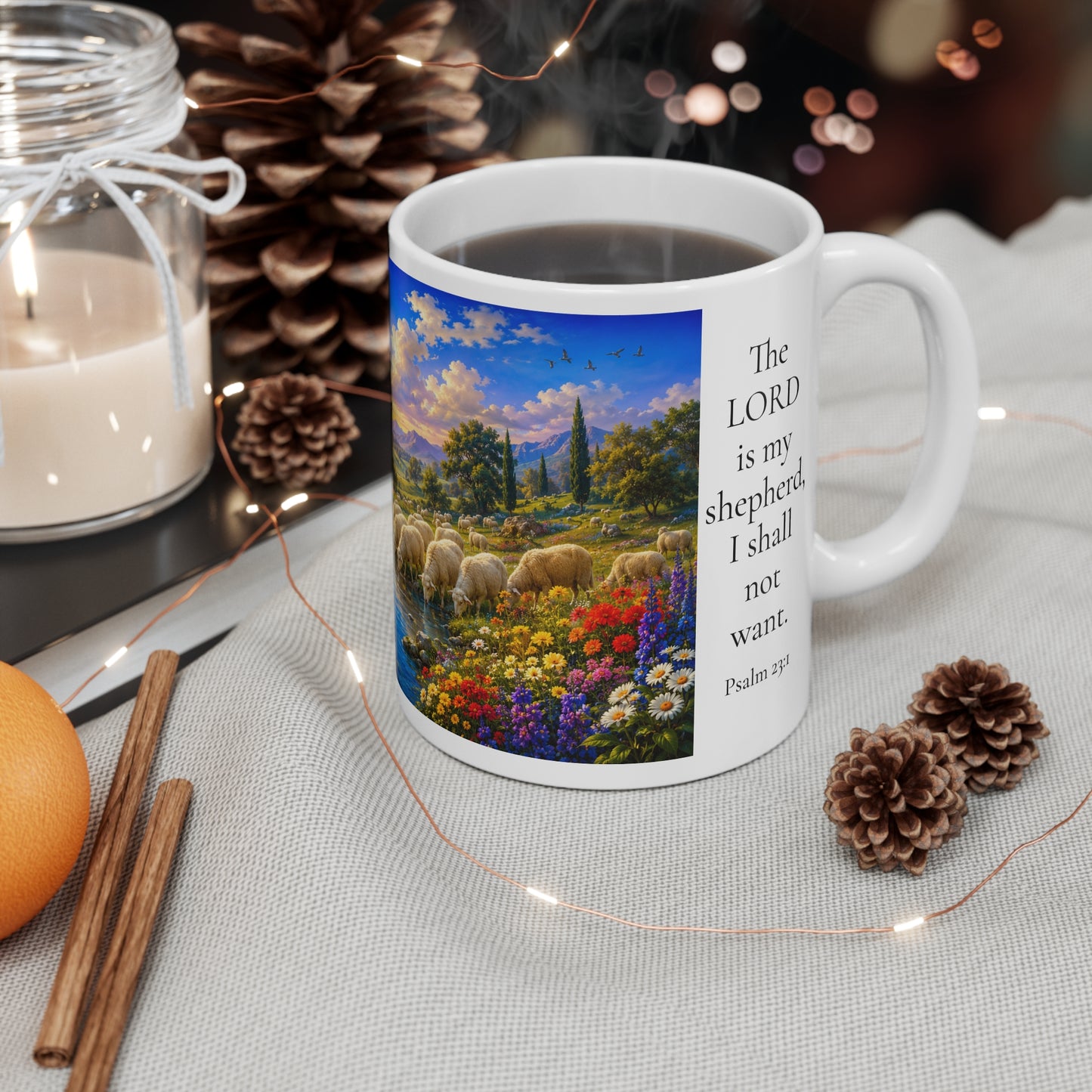 The Lord Is My Shepherd Coffee Mug 11oz - Psalm 23:1 Christian Gift