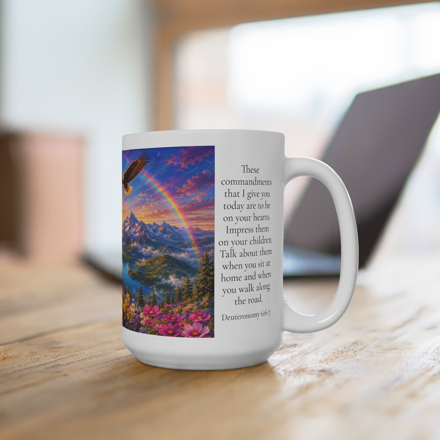 Impress Them on Your Children Coffee Mug 15oz — Deuteronomy 6:6-7 Christian Family Gift