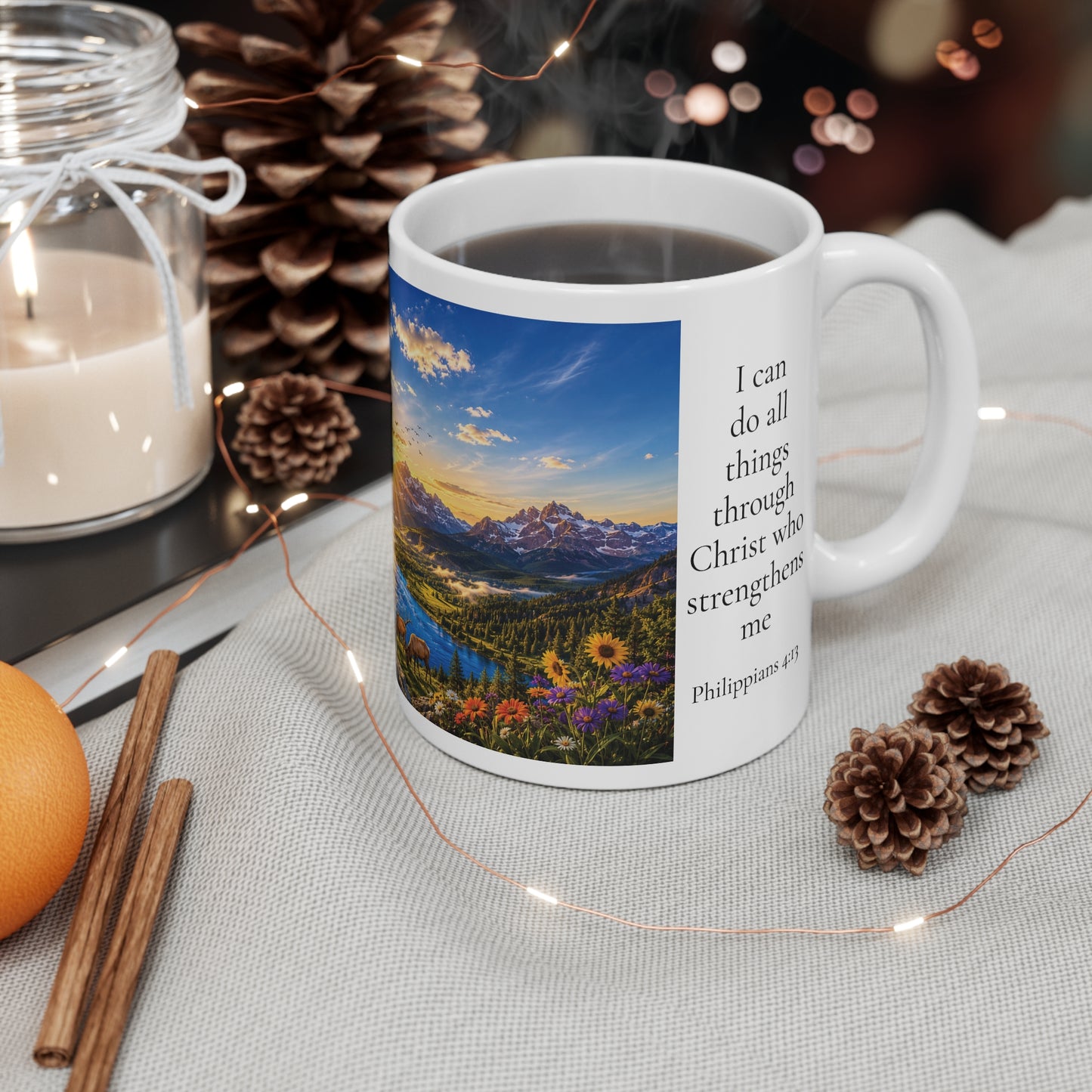 I Can Do All Things Through Christ Coffee Mug 11oz for Him - Philippians 4:13 Christian Gift