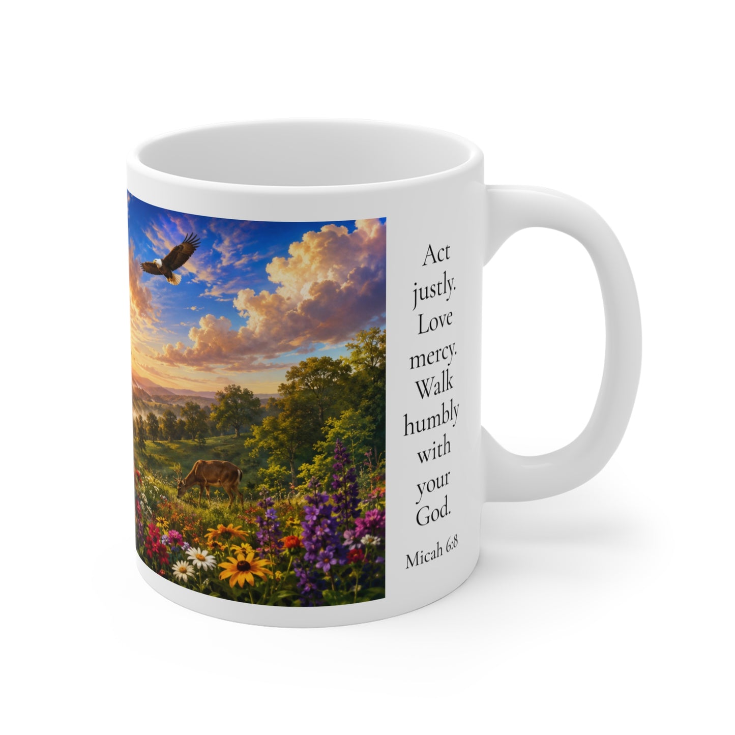 Act Justly Love Mercy Walk Humbly Coffee Mug 11oz — Micah 6:8 Christian Gift for Him