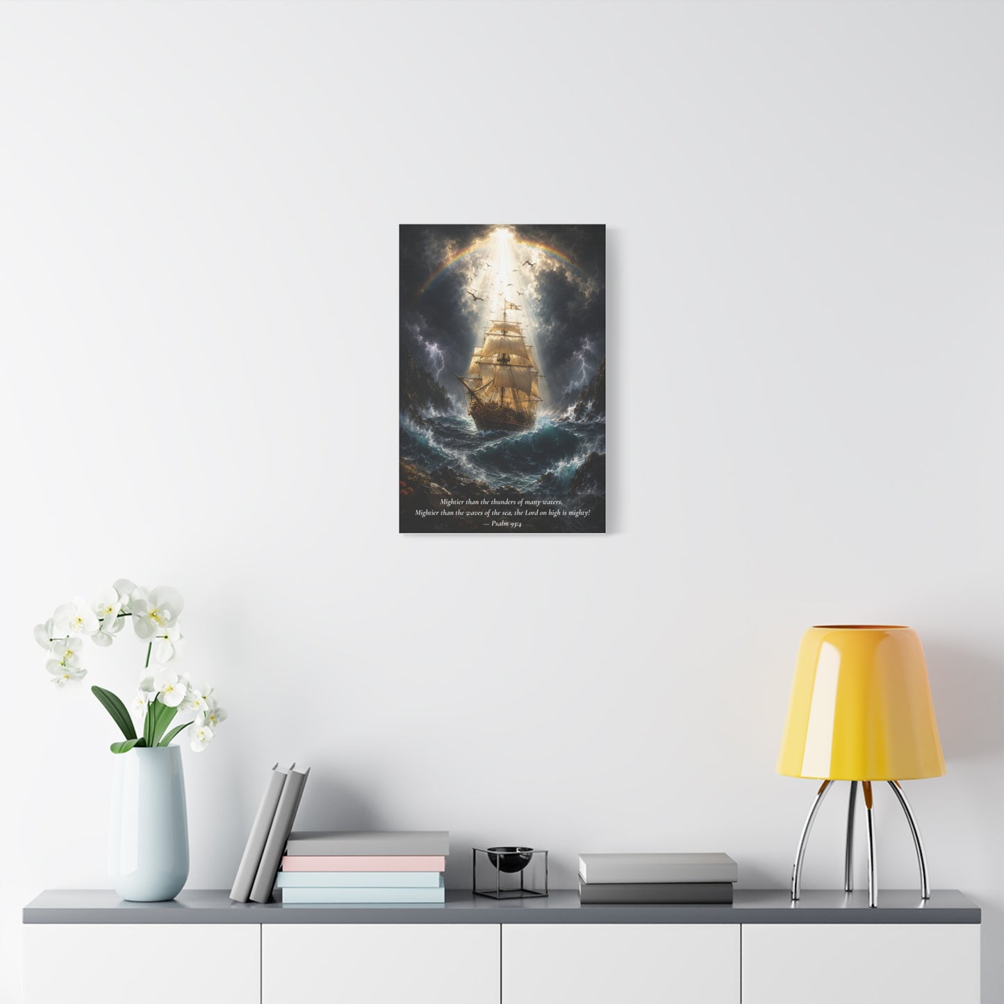 The Peace Beyond the Storm — Vibrant Canvas Wall Art | Psalm 93:4