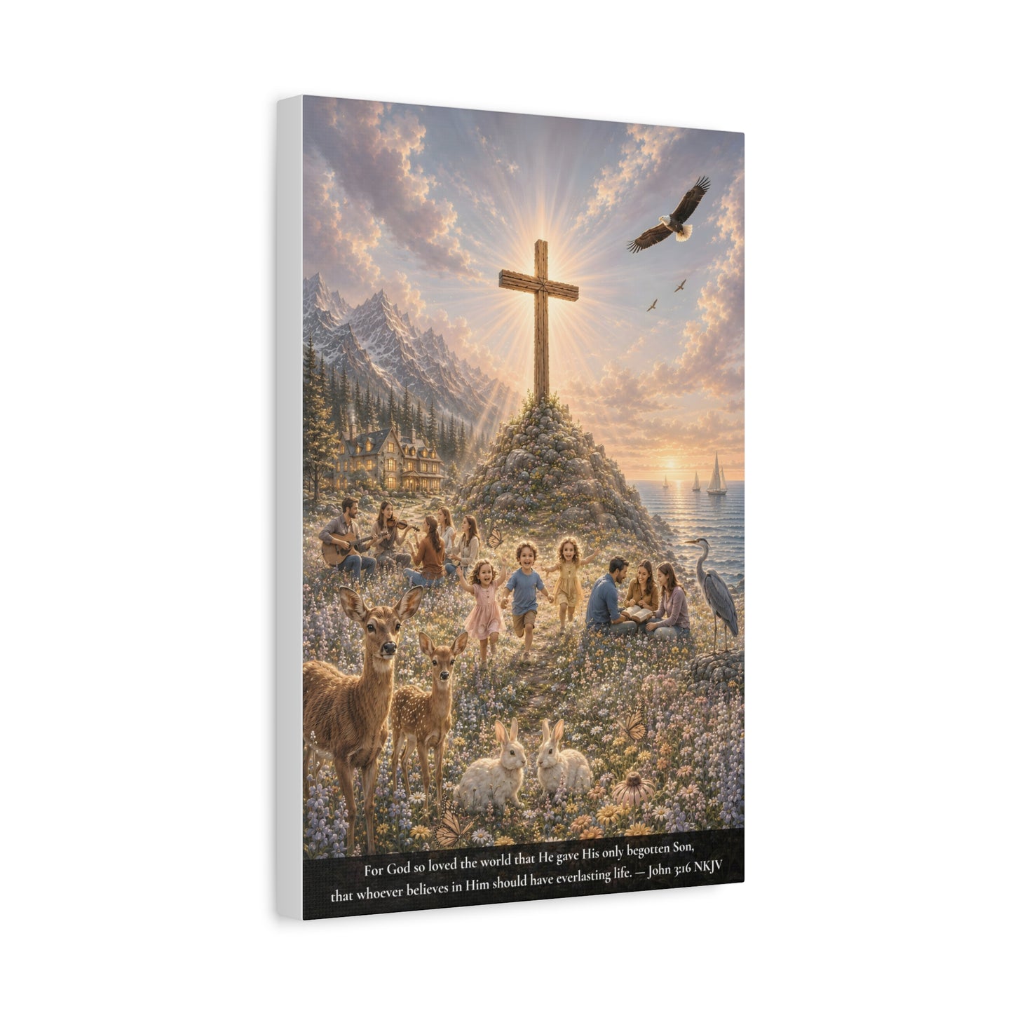 For God So Loved the World | John 3:16 Canvas Wall Art — Classic Edition