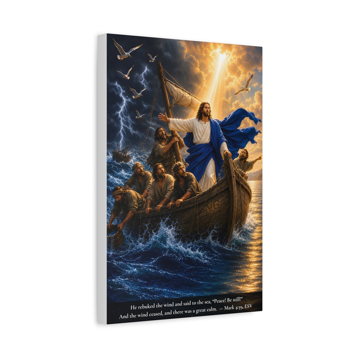 Calming the Storm — Mark 4:39 | Vibrant Christian Canvas Wall Art
