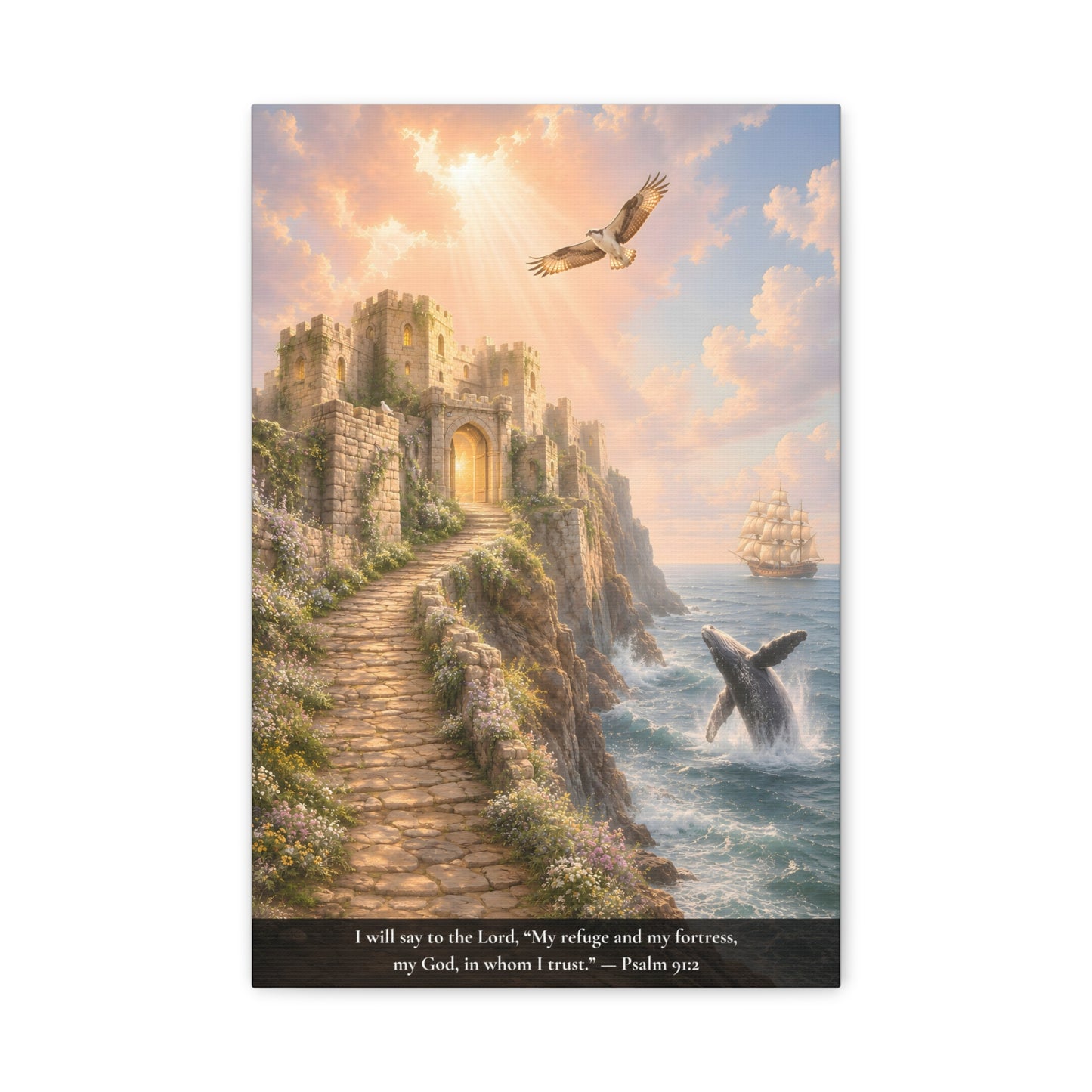 My Refuge and My Fortress — Psalm 91:2 — Classic Edition — Christian Canvas Wall Art